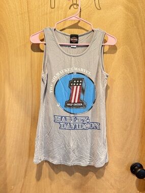 Harley-Davidson Gray Tank with Black & Orange Shield Logo